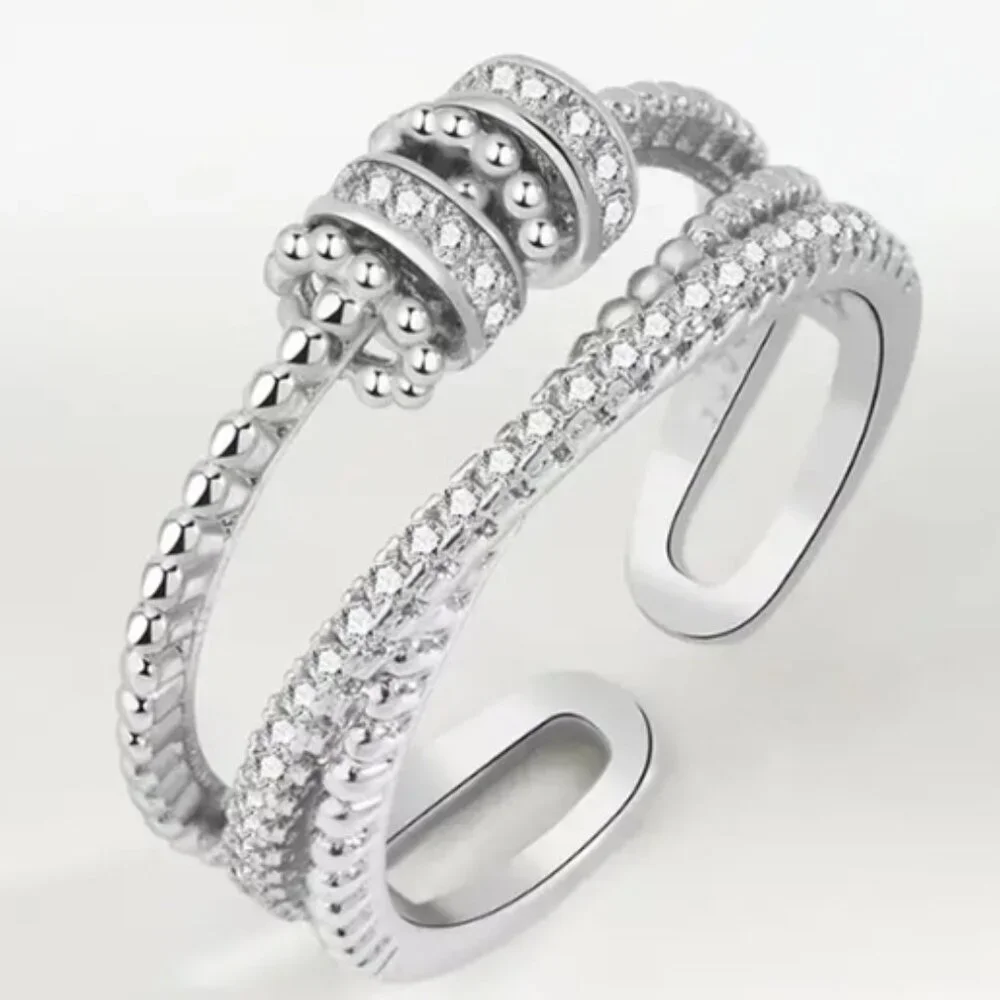 Silver - Sensory, Fidget, Spinner, or Worry Ring - Open Back for Adjust Sizing